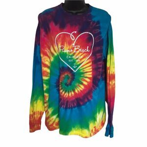 Vintage Tie Dye Pismo Beach Long Sleeve Surfer Tee Sz L